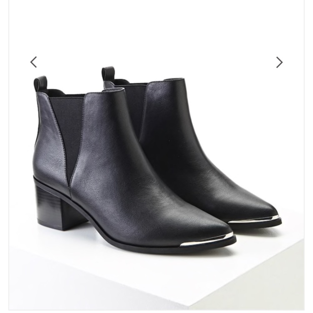 Black Faux Leather Ankle Boots - READ DESCRIPTION